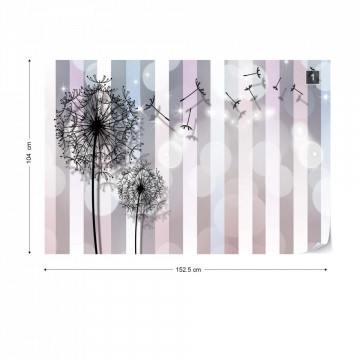 Dandelions Modern Design Stripes Bokeh Photo Wallpaper Wall Mural