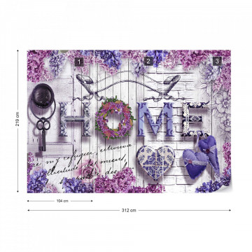 Home Purple Flowers Vintage Farmhouse Chic Photo Wallpaper Wall Mural