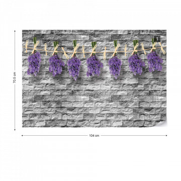 Lavender Bunches On Brick Wall Vintage Style Photo Wallpaper Wall Mural