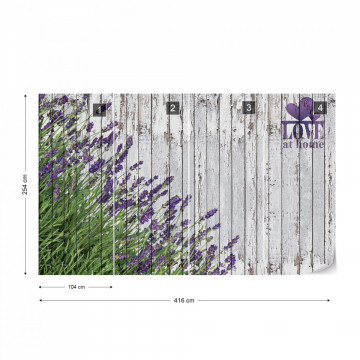 Lavender Rustic Wood Planks Love Vintage Design Photo Wallpaper Wall Mural