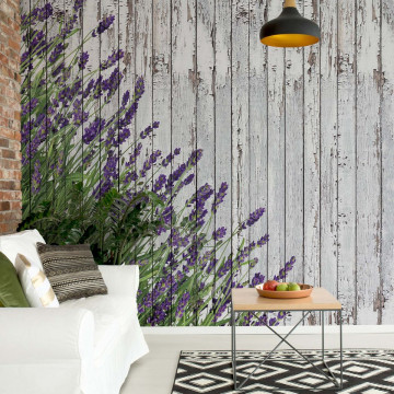 Lavender Rustic Wood Planks Vintage Design Photo Wallpaper Wall Mural
