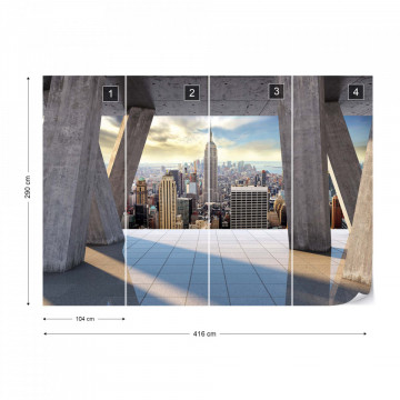 New York City Skyline 3D Modern View Concrete Photo Wallpaper Wall Mural