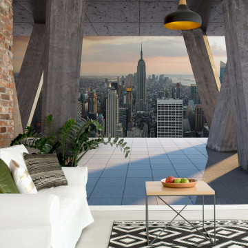 New York City Skyline 3D Modern View Concrete Photo Wallpaper Wall Mural