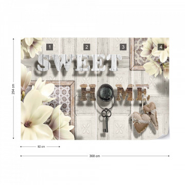 Sweet Home Flowers Vintage Design Yellow Photo Wallpaper Wall Mural