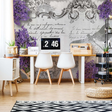 Vintage Lavender And Dragonfly Design Photo Wallpaper Wall Mural