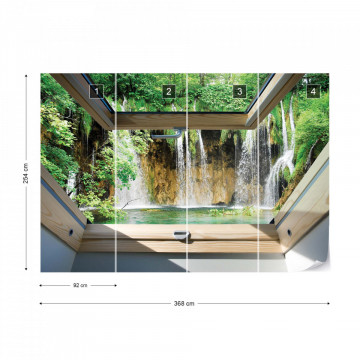 Waterfall 3D Skylight Window View Photo Wallpaper Wall Mural