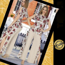 Compleu dama bluza si pantaloni model inflorat
