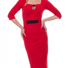 Rochie rosie maneci 3/4