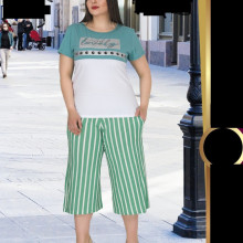 Compleu dama - bluza si pantalon - masura mare bluza alb cu verde pt masura 46-48-50