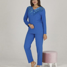 Pijama dama albastra bluza si pantaloni .