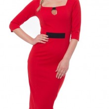 Rochie rosie maneci 3/4