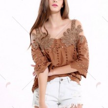 Bluza vintage brodata din bumbac