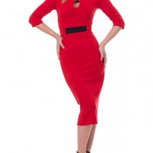 Rochie rosie maneci 3/4