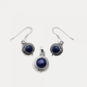 Set cercei si pandantiv de argint cu lapis lazuli Amandi