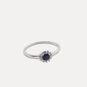 Inel de argint cu safir și zirconii Blue