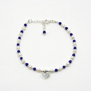 Brățară de argint cu lapis lazuli și perle Stellata