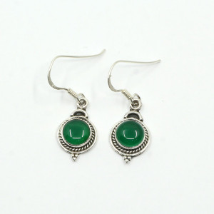 Cercei de argint cu onix verde