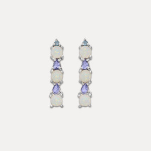 Cercei de argint cu tanzanit, opal si topaz Mirum