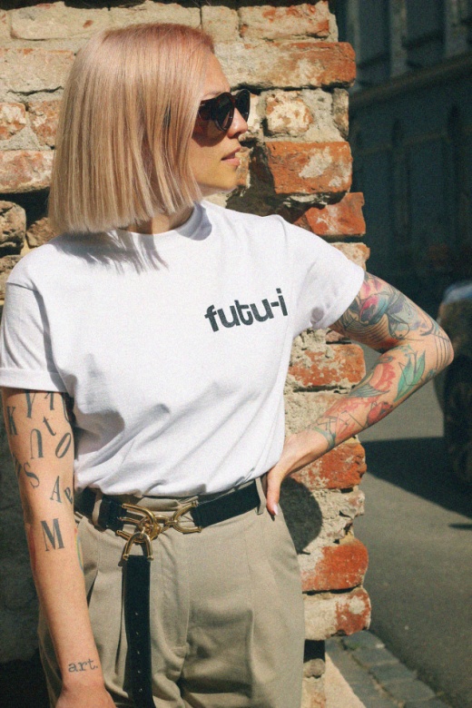 tricou unisex sclipici negru "futu-i" alb