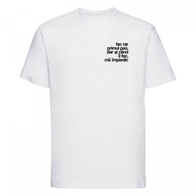 tricou unisex alb "fac rar primul pas"