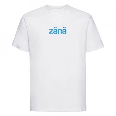 tricou unisex alb cu sclipici albastru "zână"