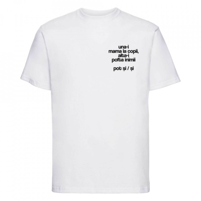 tricou unisex alb "una-i mama la copii"