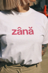 tricou unisex sclipici roz "zana" alb