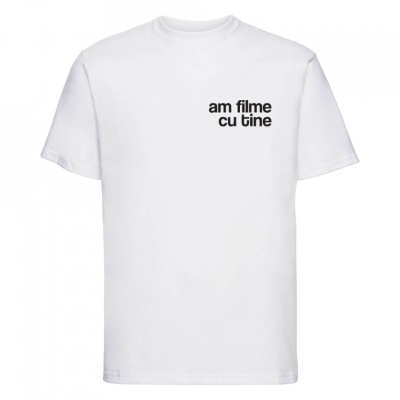 tricou unisex alb "am filme cu tine"