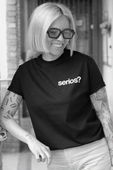 tricou unisex "serios?" negru