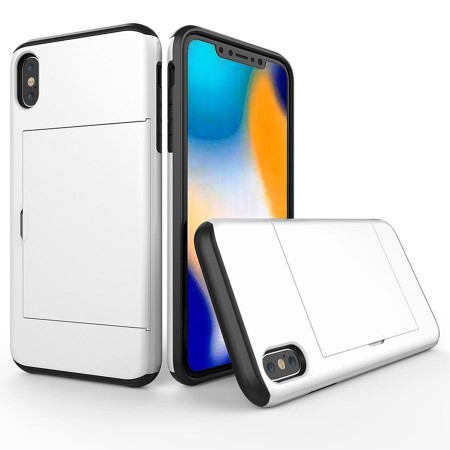 Husa iPhone XS Max Alba Antisoc Cu Buzunar Pentru Card
