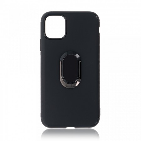 Husa iPhone 11 Neagra Din Silicon Premium Cu Inel Rotativ