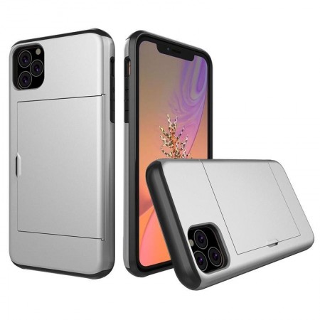 Husa iPhone 11 Pro Silver Antisoc Cu Buzunar Pentru Card