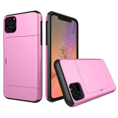 Husa iPhone 11 Roz Antisoc Cu Buzunar Pentru Card