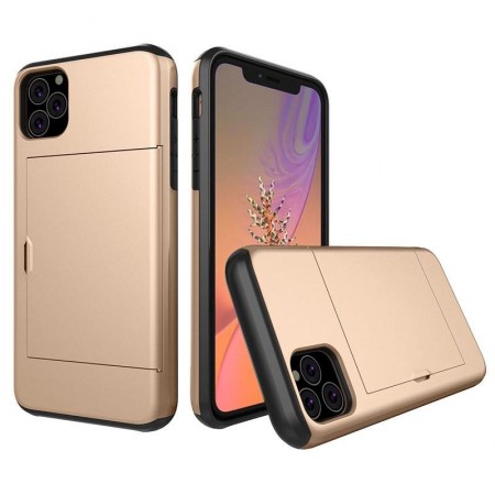 Husa iPhone 11 Gold Antisoc Cu Buzunar Pentru Card