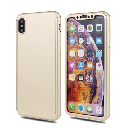 Husa iPhone XS Max 360° Gold Premium Ultra Slim Cu Folie de Sticla