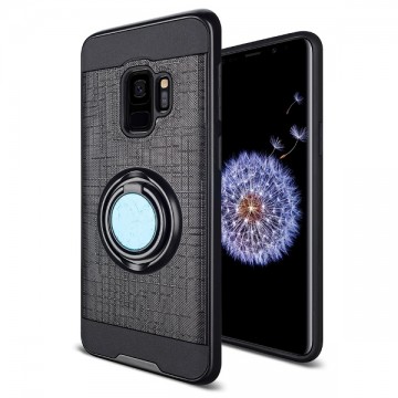 Husa Samsung Galaxy S9 Neagra Dublu Strat Cu Inel Rotativ