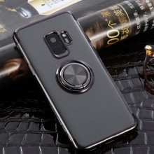 Husa Samsung Galaxy S9 din Silicon Transparenta cu Inel Rotativ si Margini Negre