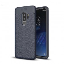 Husa Samsung Galaxy S9 PLUS Bleumarin din TPU cu Design de Tip Piele