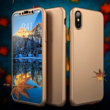 Husa iPhone XS Max 360° Gold Premium Ultra Slim Cu Folie de Sticla