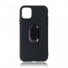 Husa iPhone 11 Neagra Din Silicon Premium Cu Inel Rotativ