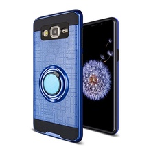 Husa Samsung Galaxy J3 (2016) Albastra Dublu Strat Cu Inel Rotativ