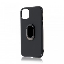 Husa iPhone 11 Pro Max Neagra Din Silicon Premium Cu Inel Rotativ