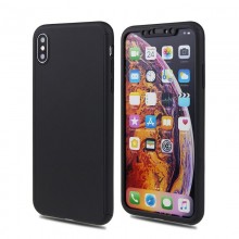 Husa iPhone XS Max 360° Neagra Premium Ultra Slim Cu Folie de Sticla