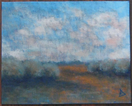 peisaj cu pomi - pictura acrilic 24x30cm