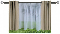 Set complet pentru fereastra Galerie Kula Crystal 19/19 - inox + Perdea 1008-V03 krem + Draperie CATIFEA V06 - inele capse inox