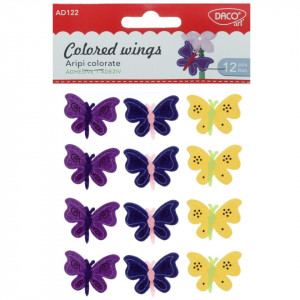 Fluture pasla adeziva multicolor 5,5x4cm 12/set Daco AD122