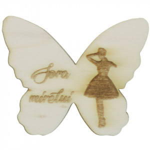 Marturie nunta fluture placaj gravat -Sora mirelui-4,5x5,5cm