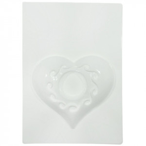 Matrita plastic suport lumanare forma inima 13,5x11cm 181