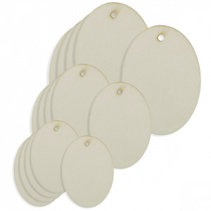 Oval placaj natur cu gaura 5/set