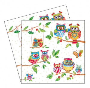 Servetel Bufnite colorate 33x33cm 2/set 13308715